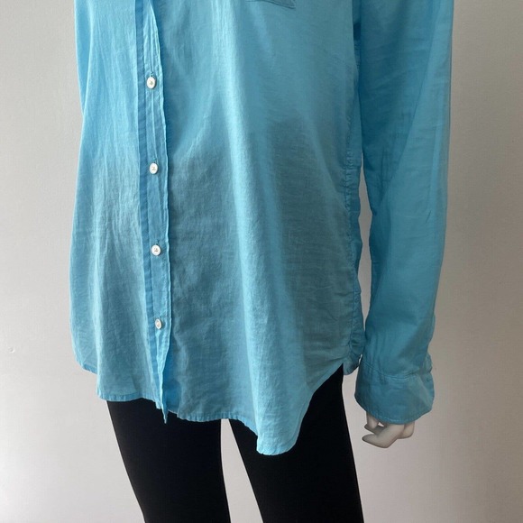 Lilly Pulitzer Size L Shirt Anna Maria Turquoise Long Sleeve Button Front Cotton - Picture 4 of 7